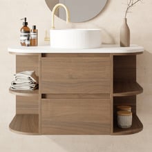 Avion 900mm Wall Hung Single Vanity with Solid Surface Countertop